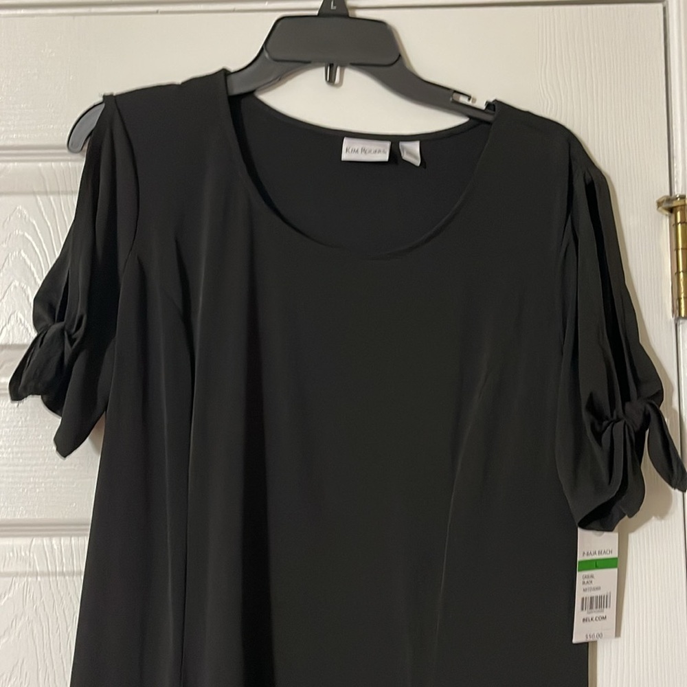 NWT Kim Rogers black cold shoulder dress L - Picture 2 of 7